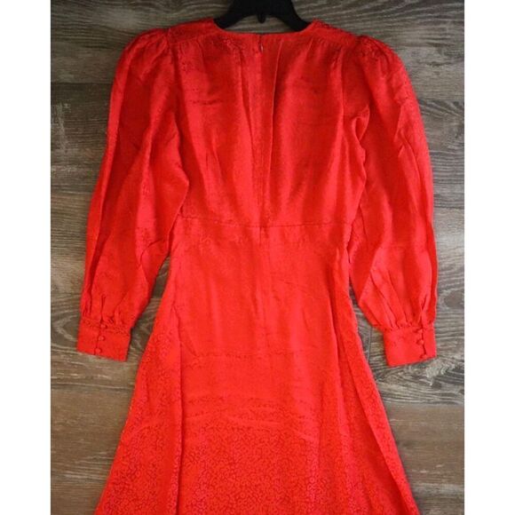 Ronny Kobo Women's Sz M Red Estelle Asymmetric Satin-Jacquard Midi Dress - Picture 10 of 16